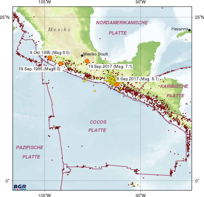 Lage der Erdbeben