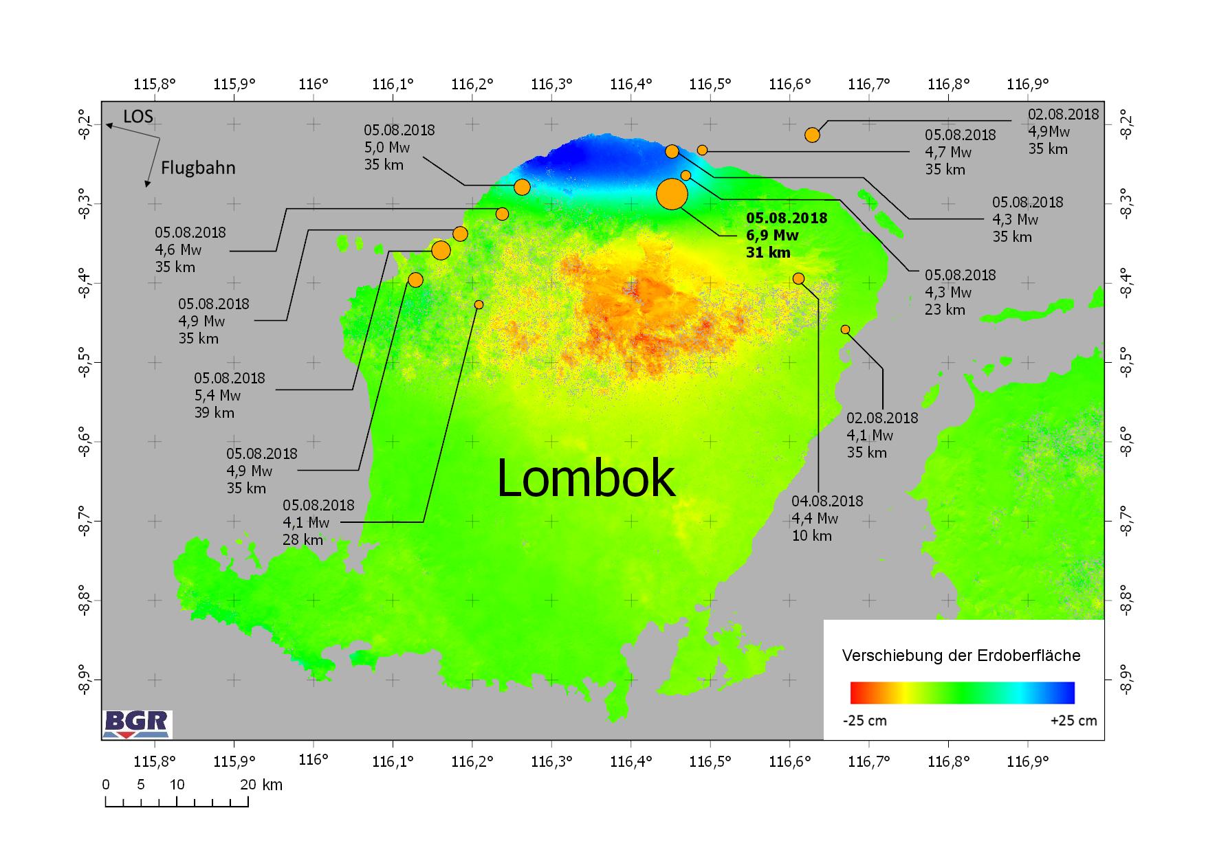 Oberflächenveränderungen auf Lombok